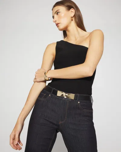 White House Black Market Gold Twist Stretch Belt In Black