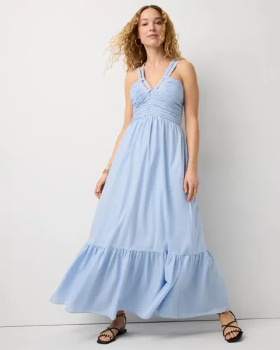 White House Black Market Halter Cotton Maxi Dress In White