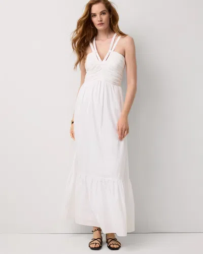 White House Black Market Halter Cotton Maxi Dress In White