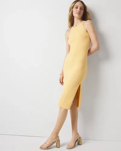 White House Black Market Halter Sweater Dress In Yellow