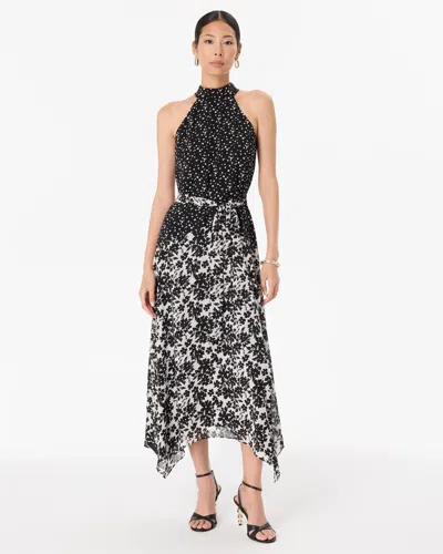 White House Black Market Handkerchief Hem Chiffon Halter Midi Dress In Simple Bloom Ecru