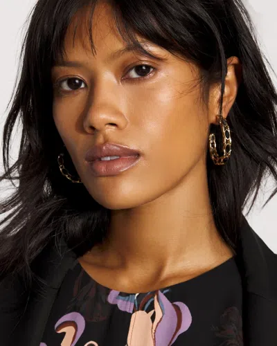 White House Black Market Hematite Hoop Earrings |  In Gold