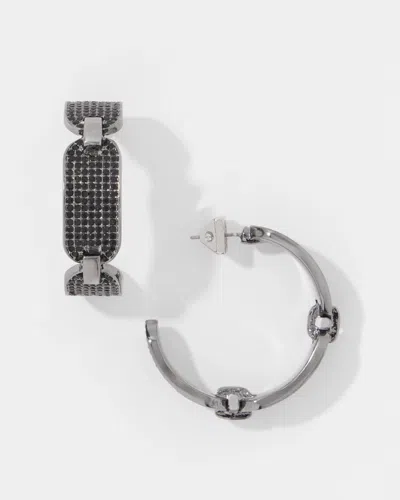 White House Black Market Hematite + Pave Hoop Earrings |  In Gray
