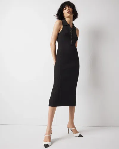 White House Black Market Henley Sweater Dress In Black