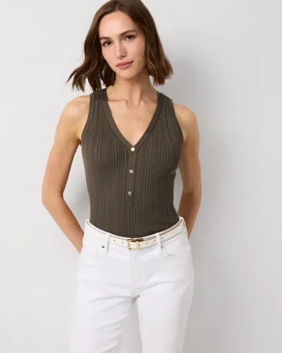 White House Black Market Henley Sweater Tank Top In Brown