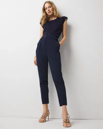 White House Black Market High-rise Belted Tapered Ankle Pants In Officer Blue