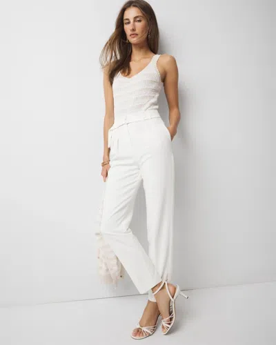 White House Black Market High-rise Belted Tapered Ankle Pants In White