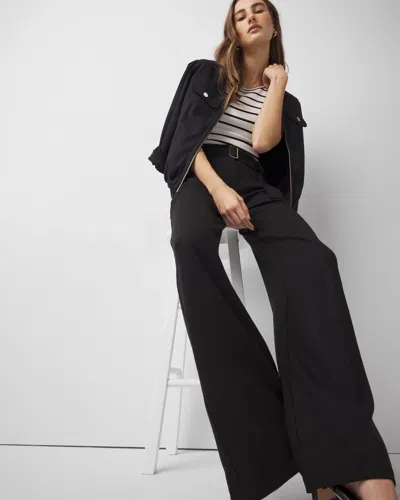 White House Black Market High-rise Belted Wide Leg Pants Trousers In Black