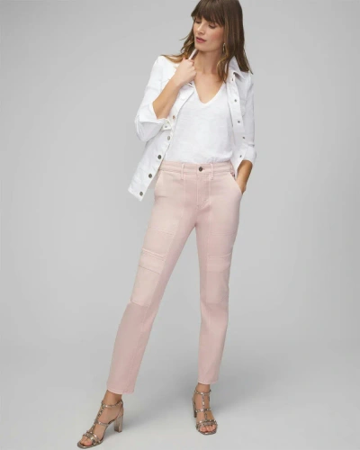 White House Black Market High-rise Pret Cargo Skinny Flare Jeans In Light Pink