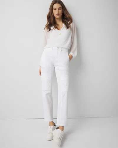 White House Black Market High-rise Cargo Straight Jeans In White