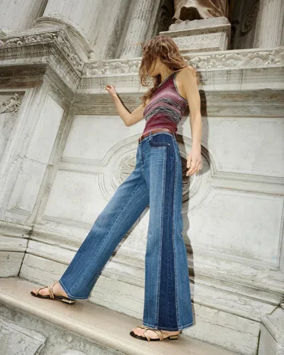 White House Black Market High-rise Colorblocked Wide-leg Jeans