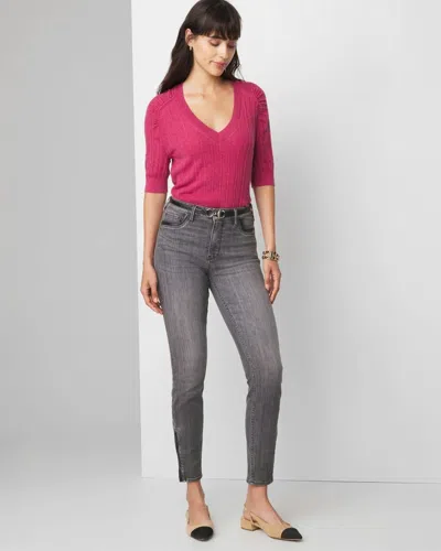 White House Black Market High-rise Croc Print Skinny Ankle Jeans In Montauk Original Gray