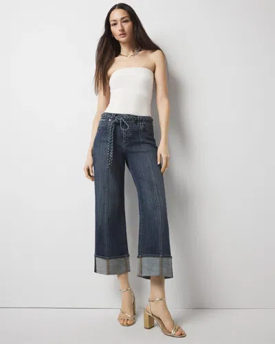 White House Black Market High-rise Cuffed Wide Leg Cropped Jeans In Provence Authentic