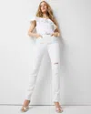 White House Black Market High-rise Distressed Straight Jeans In White