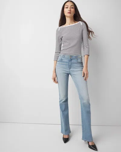 White House Black Market High-rise Horsebit Skinny Flare Jeans In Antique Medium Wash Denim