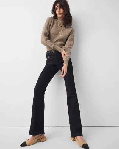 White House Black Market High-rise Patch Pocket Bootcut Jeans In Dark Wash Denim