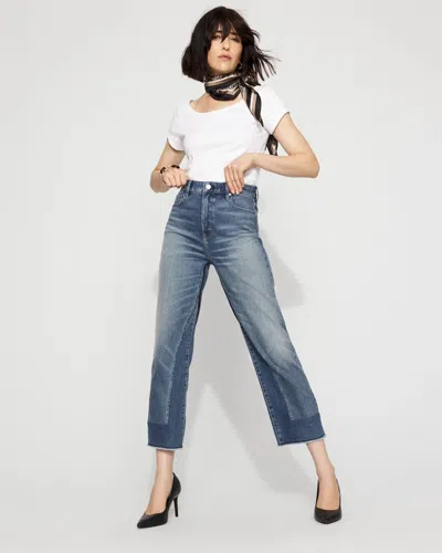White House Black Market High-rise Pieced Straight Leg Jeans In Blue