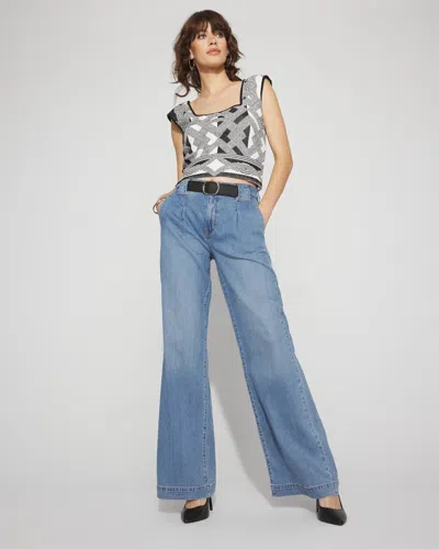 White House Black Market High-rise Pleated + Belted Wide-leg Jeans