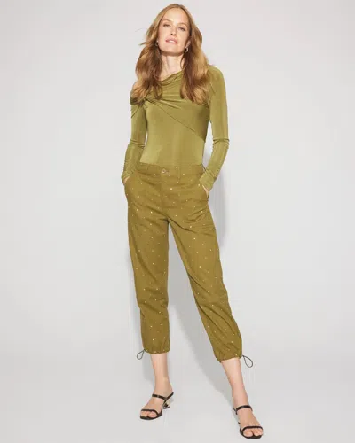 White House Black Market High-rise Pret Studded Relaxed Ankle Pant In Green