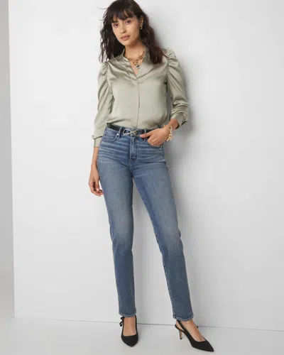 White House Black Market High-rise Sculpt Full Straight Jeans In Nova Medium Wash Denim
