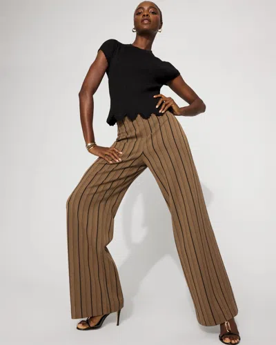 White House Black Market High-rise Striped Jacquard Wide-leg Pants In Brown