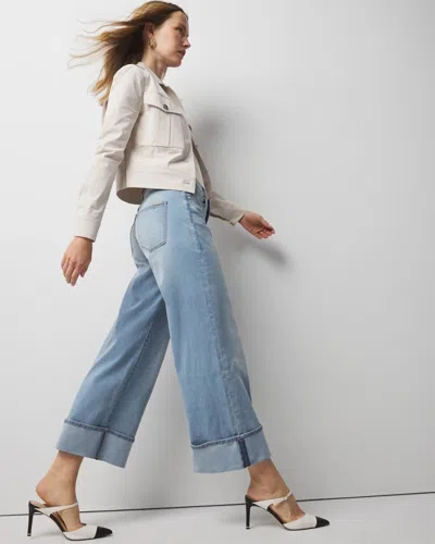 White House Black Market High-rise Wide Leg Cuff Cropped Jeans In Lavande Antique