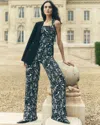White House Black Market High-rise Wide Leg Floral Pants In Outline Flower Black
