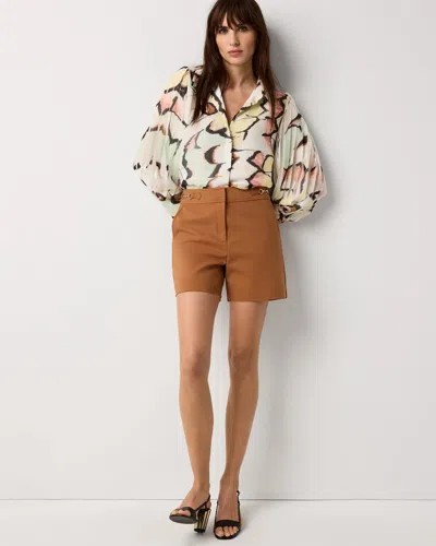 White House Black Market Horsebit Detail Tailored Shorts In Cognac