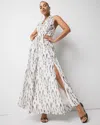 White House Black Market Ikat Print + Lurex Maxi Halter Dress