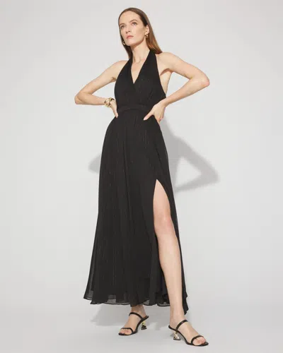 White House Black Market Ikat Print + Lurex Maxi Halter Dress In Black