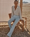 White House Black Market Extra High-rise Relaxed Straight Jeans In Sea Blue Crosshatch