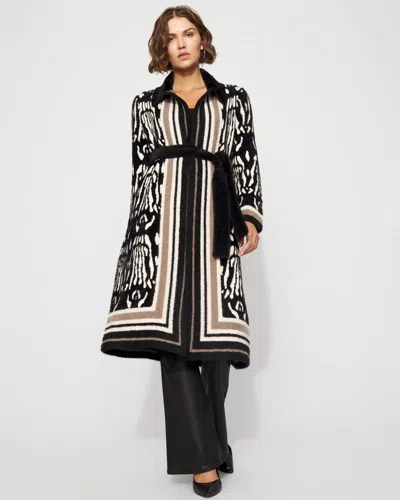 White House Black Market Jacquard Long Sweater Coat In Black