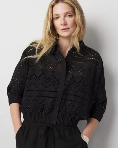 White House Black Market Kimono Sleeve Eyelet Shirt