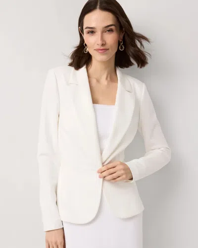 White House Black Market Knit Crepe Blazer In White