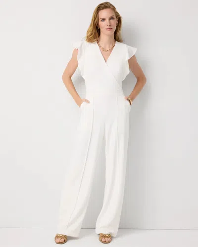 White House Black Market Knit Crepe Jumpsuit In White