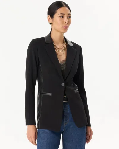 White House Black Market Knit Crepe One-button Blazer In Black
