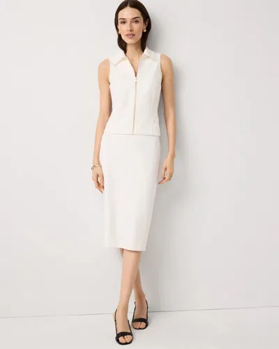 White House Black Market Knit Crepe Pencil Skirt In White