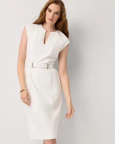 White House Black Market Knit Crepe Sheath Dress In White