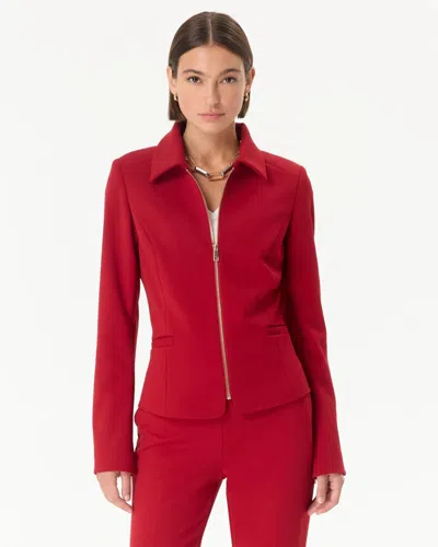 White House Black Market Knit Crepe Zip-front Jacket In Red Dahlia