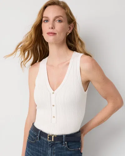 White House Black Market Knit Henley Tank Top In White