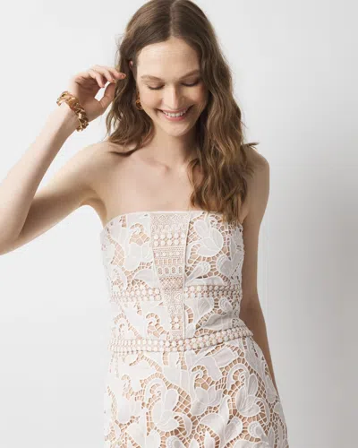 White House Black Market Lace Bustier Top In White