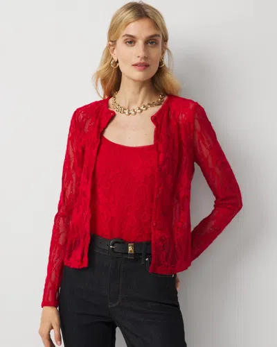 White House Black Market Lace Cardigan In Red