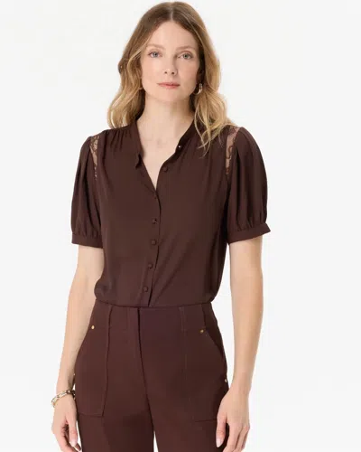 White House Black Market Lace Inset Crepe Blouse In Ravine