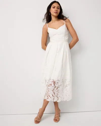 White House Black Market Lace Midi Dress In White