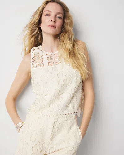 White House Black Market Lace Shell In White