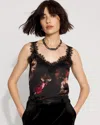 White House Black Market Lace Trimmed Satin Camisole Top