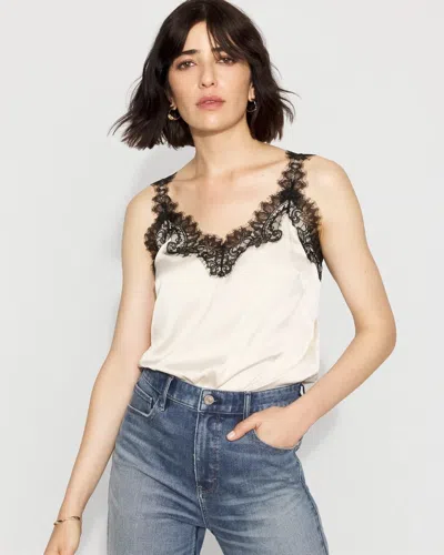 White House Black Market Lace Trimmed Satin Camisole Top In Multi