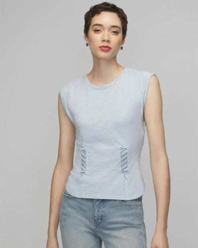 White House Black Market Lace-up Bodice T-shirt In Light Blue