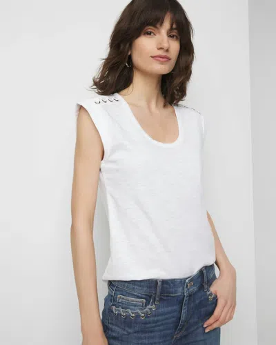White House Black Market Lace-up Shoulder Scoop Tee In White