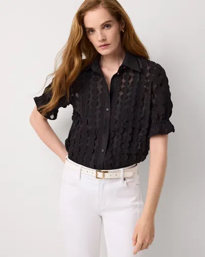 White House Black Market Laser Cut Dots Collared Shirt In Black